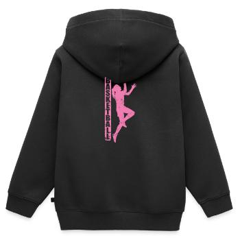 Frauen Basketball Mädchen Teamsport - Kinder Premium Organic Zip Hoodie - Schwarz - Hinten - AI Model Kid Male (0cm)