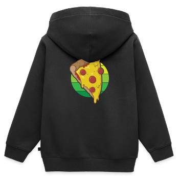 Salami Pizza italienisch und Käse - Kinder Premium Organic Zip Hoodie - Schwarz - Hinten - AI Model Kid Male (0cm)