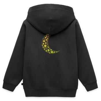Lune des étoiles cratère ciel nocturne - Sweat Premium à capuche zippé enfant bio - noir - Dos - AI Model Kid Male (0cm)