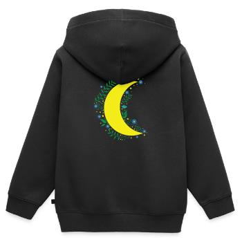 Moon Flowers Infinite Night Sky - Kids Premium Organic Zip-up Hoodie - black - Back - AI Model Kid Male (0cm)