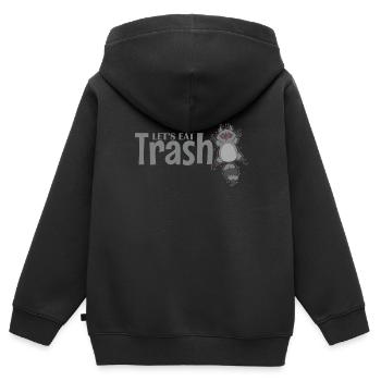 Mangeons Trash Raccoon Omnivore - Sweat Premium à capuche zippé enfant bio - noir - Dos - AI Model Kid Male (0cm)