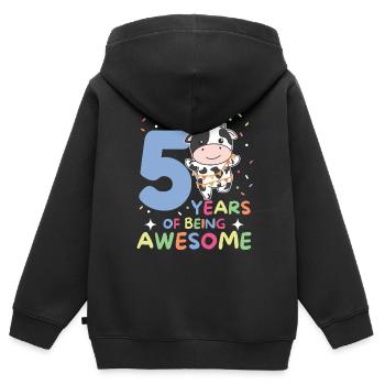 Cow for 5th birthday children five years old - Kids Premium Organic Zip-up Hoodie - black - Back - AI Model Kid Male (0cm)