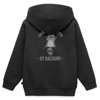Easily Distracted by Racoons Kleintier - Kinder Premium Organic Zip Hoodie - Schwarz - Hinten - AI Model Kid Male (0cm)