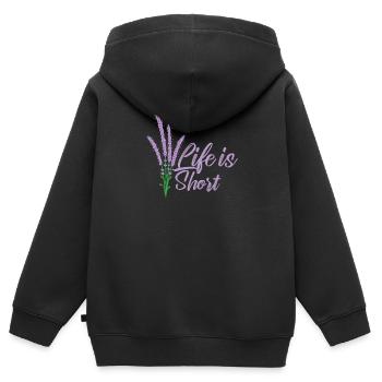 Life is short Lavendel Garten Duft - Kinder Premium Organic Zip Hoodie - Schwarz - Hinten - AI Model Kid Male (0cm)