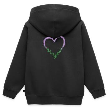 Herz aus Lavendel Pflanze Garten Duft - Kinder Premium Organic Zip Hoodie - Schwarz - Hinten - AI Model Kid Male (0cm)