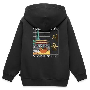Seoul City Vibes Perfect Conversation Starter - Kids Premium Organic Zip-up Hoodie - black - Back - AI Model Kid Male (0cm)