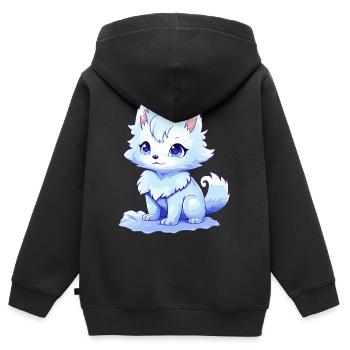 Kawaii Arctic Fox Cute Japanese Anime Aesthetic - Kids Premium Organic Zip-up Hoodie - black - Back - AI Model Kid Male (0cm)