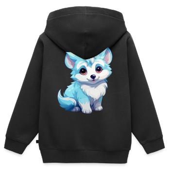 Kawaii Arctic Fox Cute Japanese Anime Aesthetic - Kids Premium Organic Zip-up Hoodie - black - Back - AI Model Kid Male (0cm)