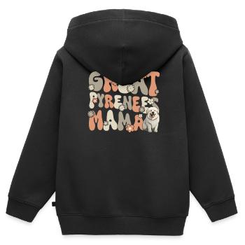 Chien de montagne des Pyrénées Groovy Great Pyrénées maman - Sweat Premium à capuche zippé enfant bio - noir - Dos - AI Model Kid Male (0cm)
