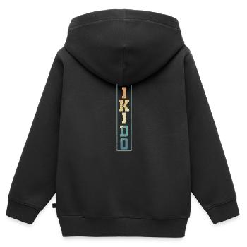 Aikido elegante Kampfkunst Training - Kinder Premium Organic Zip Hoodie - Schwarz - Hinten - AI Model Kid Male (0cm)