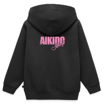 Aikido Girl Kampfkunst Training - Kinder Premium Organic Zip Hoodie - Schwarz - Hinten - AI Model Kid Male (0cm)