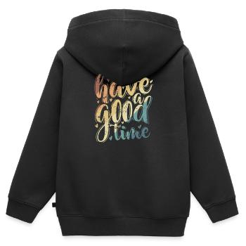 Passez un bon moment heureux et satisfait - Sweat Premium à capuche zippé enfant bio - noir - Dos - AI Model Kid Male (0cm)
