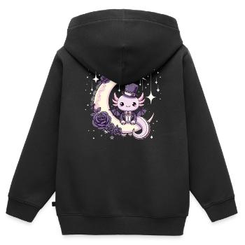 Kawaii gothique Axolotl couleurs Pastel gothique gothique - Sweat Premium à capuche zippé enfant bio - noir - Dos - AI Model Kid Male (0cm)