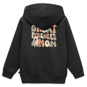 Chien de montagne des Pyrénées Groovy Great Pyrénées maman - Sweat Premium à capuche zippé enfant bio - noir - Dos - AI Model Kid Male (0cm)