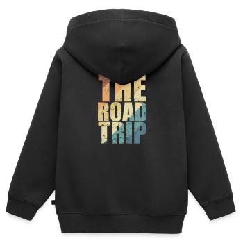 L’aventure de l’itinéraire de voyage de voyage - Sweat Premium à capuche zippé enfant bio - noir - Dos - AI Model Kid Male (0cm)