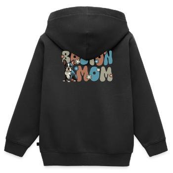 Boston Terrier Groovy Boston Maman - Sweat Premium à capuche zippé enfant bio - noir - Dos - AI Model Kid Male (0cm)