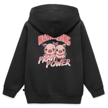 Schinken Schweinchen Power Schwein Liebe Bauer - Kinder Premium Organic Zip Hoodie - Schwarz - Hinten - AI Model Kid Male (0cm)