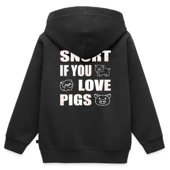 Schnauben, wenn du Schweine liebst Schweinezüchter - Kinder Premium Organic Zip Hoodie - Schwarz - Hinten - AI Model Kid Male (0cm)