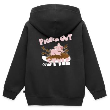 Piggin' Out mit Stil Liebe zur Haustierzucht - Kinder Premium Organic Zip Hoodie - Schwarz - Hinten - AI Model Kid Male (0cm)