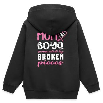 Mutter Von Jungen, Umgeben Von Scherben Mütter - Kinder Premium Organic Zip Hoodie - Schwarz - Hinten - AI Model Kid Male (0cm)