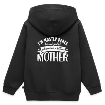 Ich Bin Meistens Friede, Liebe Und Dankbarkeit - Kinder Premium Organic Zip Hoodie - Schwarz - Hinten - AI Model Kid Male (0cm)