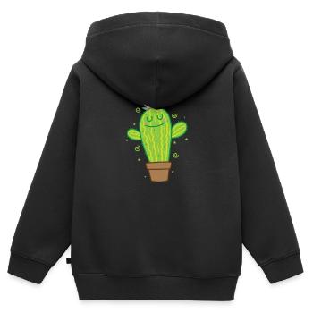 Plante de cactus en chaleur - Sweat Premium à capuche zippé enfant bio - noir - Dos - AI Model Kid Male (0cm)
