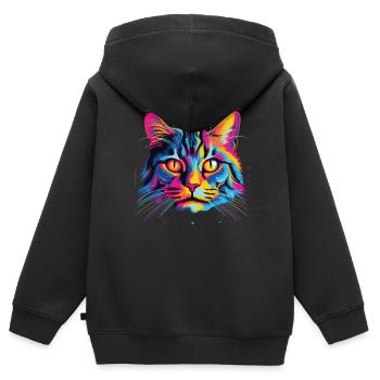 Watercolor Colorful Domestic Shorthair - Kids Premium Organic Zip-up Hoodie - black - Back - AI Model Kid Male (0cm)
