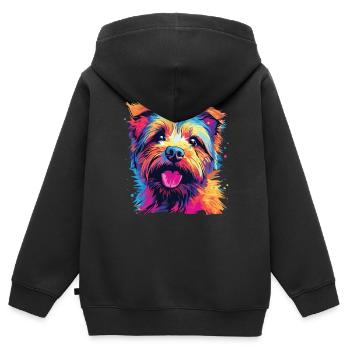 Wasserfarben Farbenfroher Norfolk Terrier - Kinder Premium Organic Zip Hoodie - Schwarz - Hinten - AI Model Kid Male (0cm)