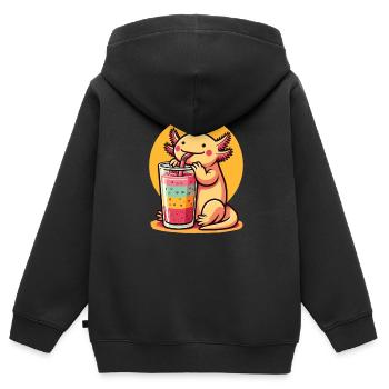 Sommer Smoothie Axolotl - Kinder Premium Organic Zip Hoodie - Schwarz - Hinten - AI Model Kid Male (0cm)