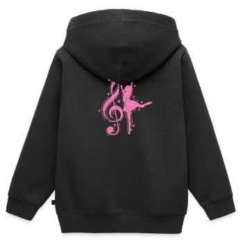 Ballerine et clé de fa, pour le ballet - Sweat Premium à capuche zippé enfant bio - noir - Dos - AI Model Kid Male (0cm)