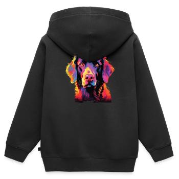 Watercolor Colorful Curly Coated Retriever - Kids Premium Organic Zip-up Hoodie - black - Back - AI Model Kid Male (0cm)