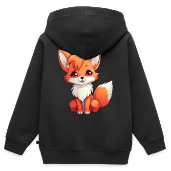 Lustiger Kawaii-Fuchs zum Liebhaber von Anime und Manga - Kinder Premium Organic Zip Hoodie - Schwarz - Hinten - AI Model Kid Male (0cm)