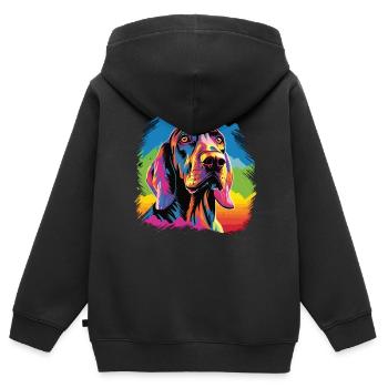 Wasserfarben Farbenfroher Bayerischer - Kinder Premium Organic Zip Hoodie - Schwarz - Hinten - AI Model Kid Male (0cm)
