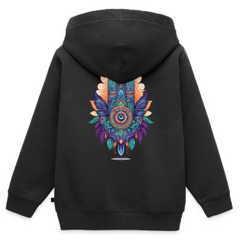 Hamsa Hand Spirituelles Mandala Federn Design - Kinder Premium Organic Zip Hoodie - Schwarz - Hinten - AI Model Kid Male (0cm)