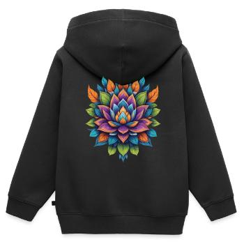 Spirituelle Blume Lotus Lebensenergie Lebensblume - Kinder Premium Organic Zip Hoodie - Schwarz - Hinten - AI Model Kid Male (0cm)