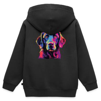 Watercolor Colorful Curly Coated Retriever - Kids Premium Organic Zip-up Hoodie - black - Back - AI Model Kid Male (0cm)