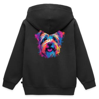 Aquarelle colorée Glen Of Imaal Terrier - Sweat Premium à capuche zippé enfant bio - noir - Dos - AI Model Kid Male (0cm)