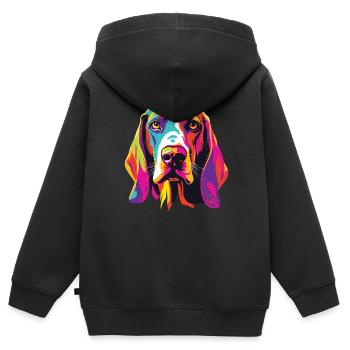 Aquarelle colorée arbre Walker Coonhound - Sweat Premium à capuche zippé enfant bio - noir - Dos - AI Model Kid Male (0cm)