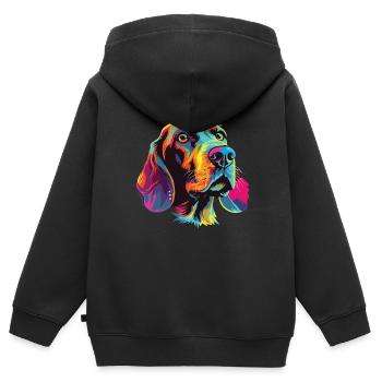 Wasserfarben Farbenfroher Bayerischer - Kinder Premium Organic Zip Hoodie - Schwarz - Hinten - AI Model Kid Male (0cm)