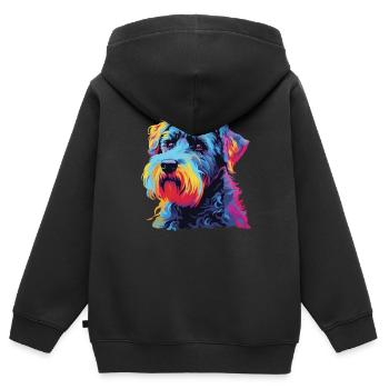 Wasserfarben Farbenfroher Kerry Blue Terrier - Kinder Premium Organic Zip Hoodie - Schwarz - Hinten - AI Model Kid Male (0cm)