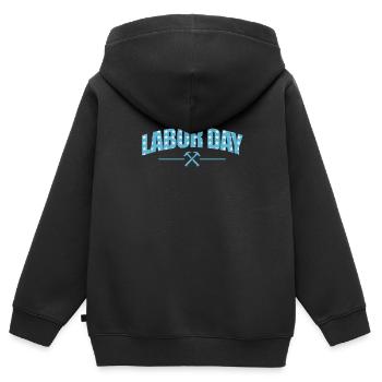 Labor Day USA - Kinder Premium Organic Zip Hoodie - Schwarz - Hinten - AI Model Kid Male (0cm)