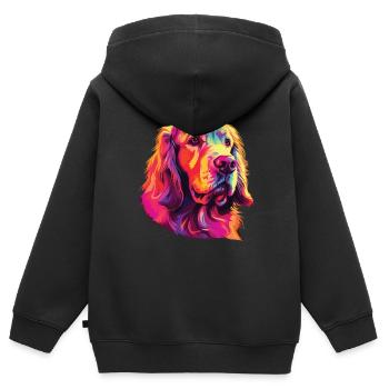 Watercolor Colorful Clumber Spaniel - Kids Premium Organic Zip-up Hoodie - black - Back - AI Model Kid Male (0cm)