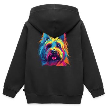 Wasserfarben Farbenfroher Skye Terrier - Kinder Premium Organic Zip Hoodie - Schwarz - Hinten - AI Model Kid Male (0cm)