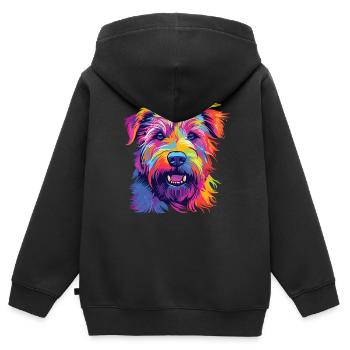 Aquarelle colorée irlandaise Glen d’Imaal - Sweat Premium à capuche zippé enfant bio - noir - Dos - AI Model Kid Male (0cm)