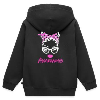 Brustkrebs Bewusstsein - Kinder Premium Organic Zip Hoodie - Schwarz - Hinten - AI Model Kid Male (0cm)