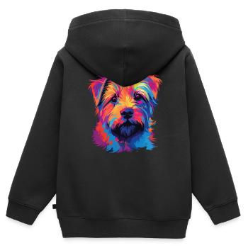 Wasserfarben Farbenfroher Norfolk Terrier - Kinder Premium Organic Zip Hoodie - Schwarz - Hinten - AI Model Kid Male (0cm)