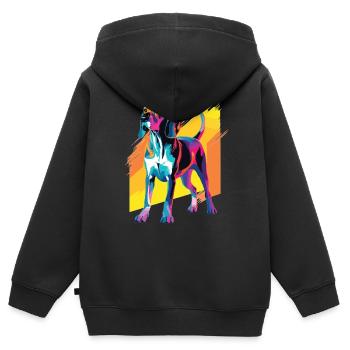 Aquarelle colorée arbre Walker Coonhound - Sweat Premium à capuche zippé enfant bio - noir - Dos - AI Model Kid Male (0cm)