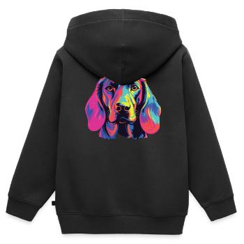Wasserfarben Farbenfroher Bayerischer - Kinder Premium Organic Zip Hoodie - Schwarz - Hinten - AI Model Kid Male (0cm)