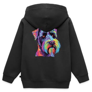 Aquarelle colorée Standard Schnauzer - Sweat Premium à capuche zippé enfant bio - noir - Dos - AI Model Kid Male (0cm)