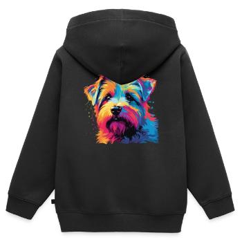 Wasserfarben Farbenfroher Norfolk Terrier - Kinder Premium Organic Zip Hoodie - Schwarz - Hinten - AI Model Kid Male (0cm)